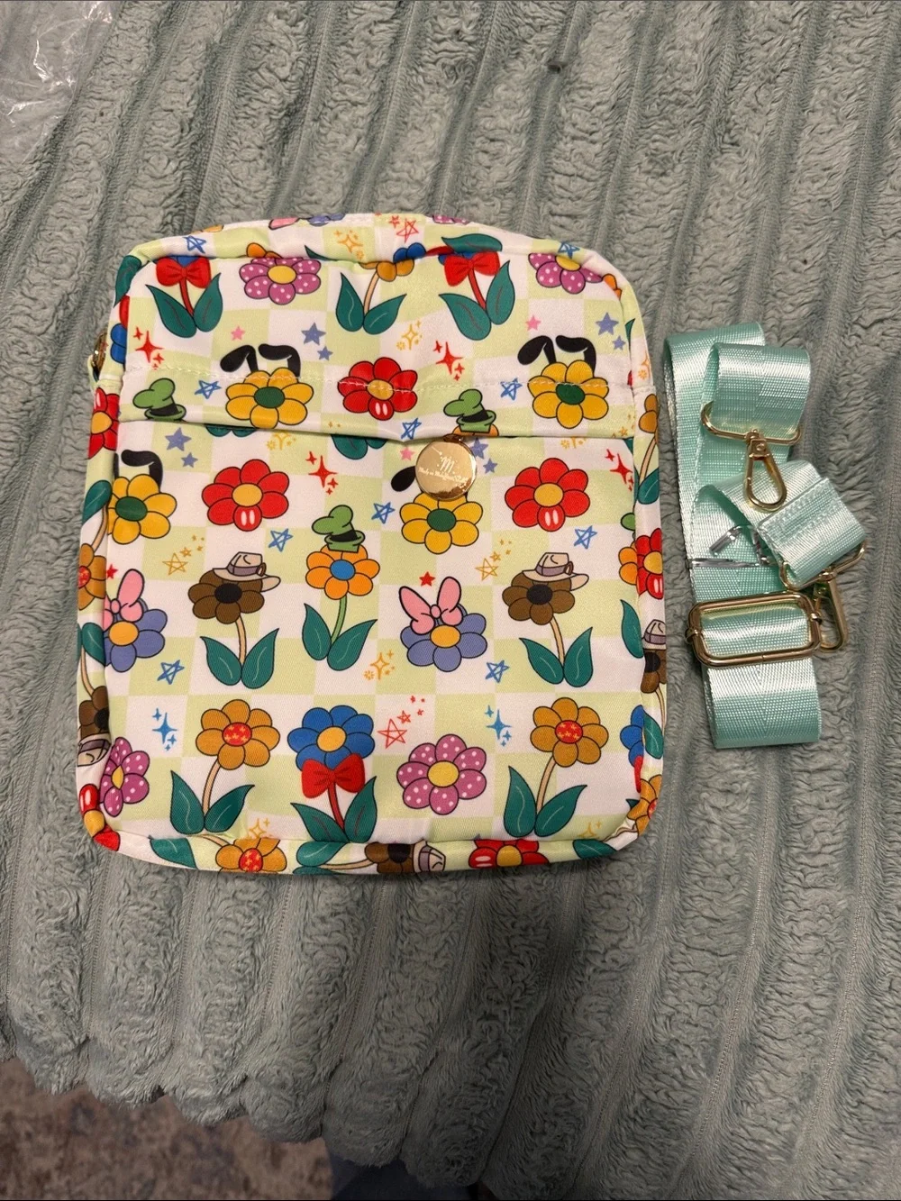 Floral Checkered Mini Crossbody Bag in Multicolor